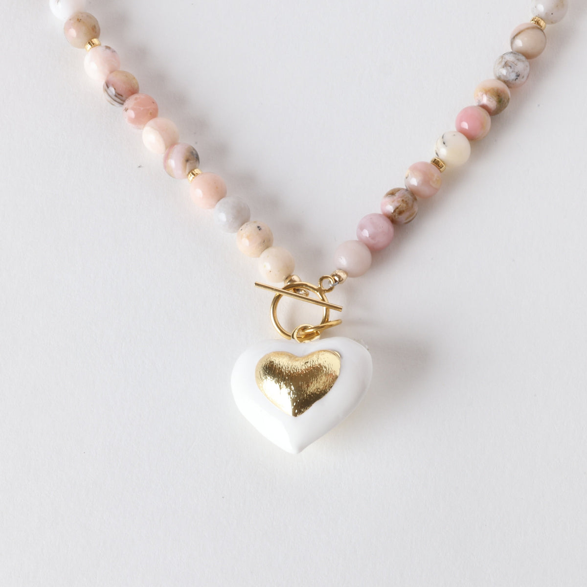 Pink Lemonade Opal x Gold Toggle Necklace- Classic