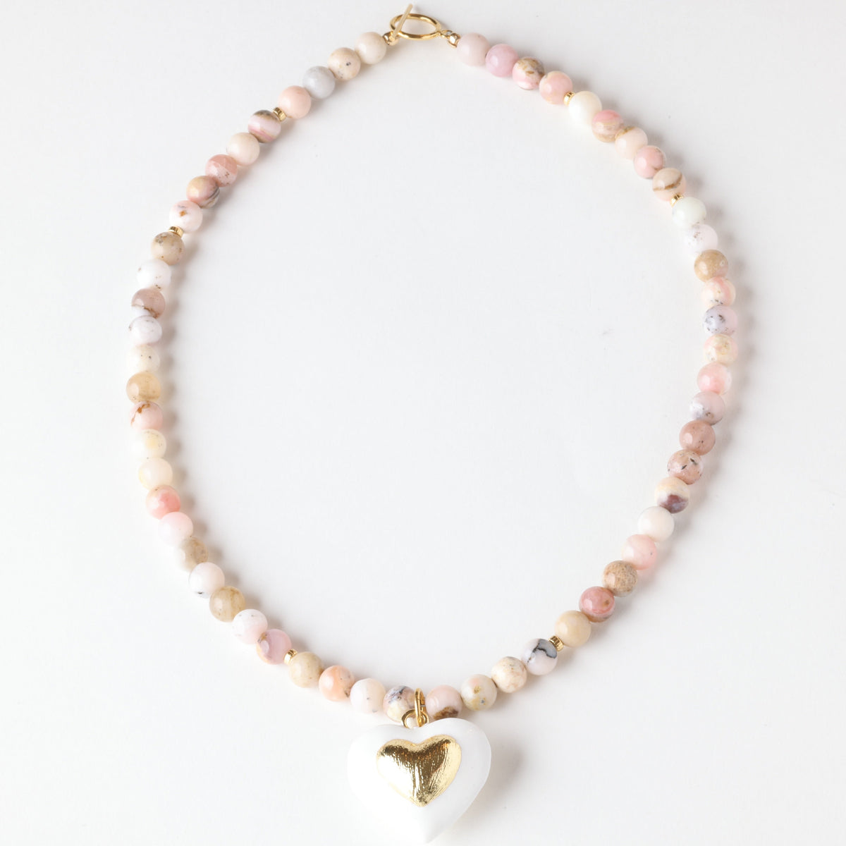 Pink Lemonade Opal x Gold Toggle Necklace- Classic