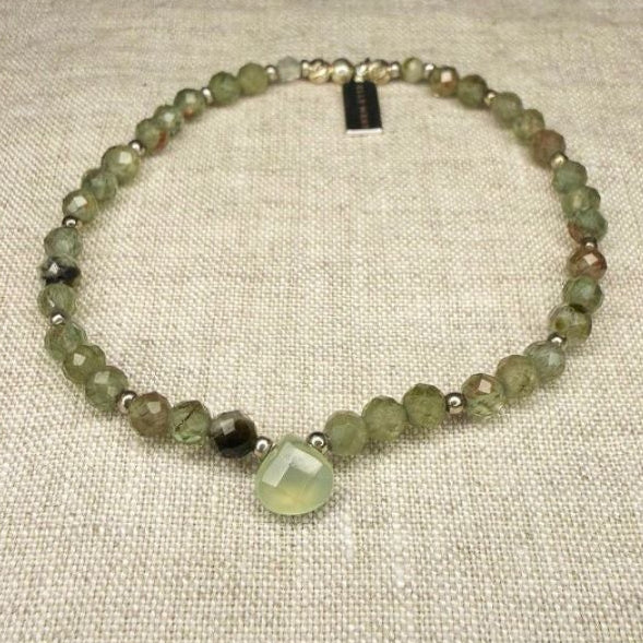 Prehnite and Silver Stretch Bracelet
