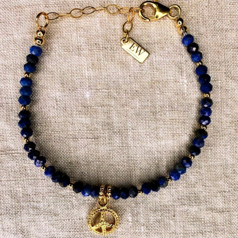 Lapis Lazuli + Gold Charm Bracelet