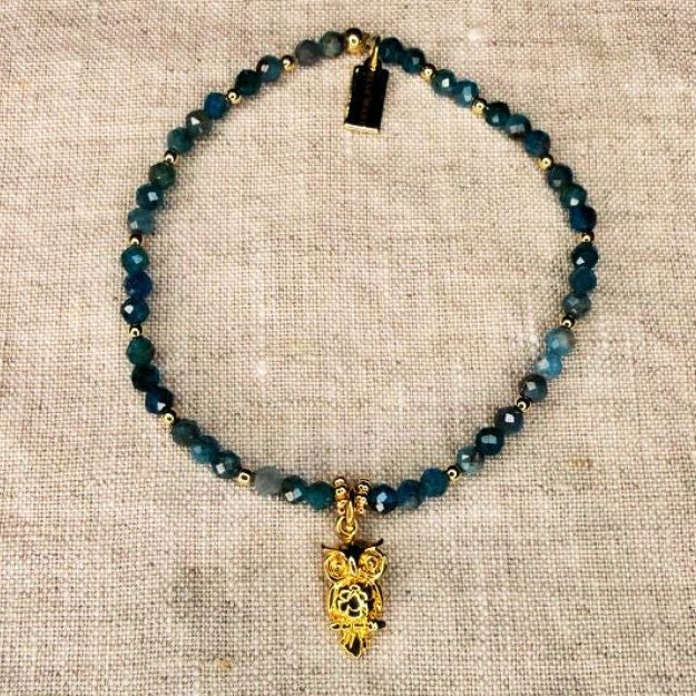 Apatite & Gold Charm Stretch Bracelet