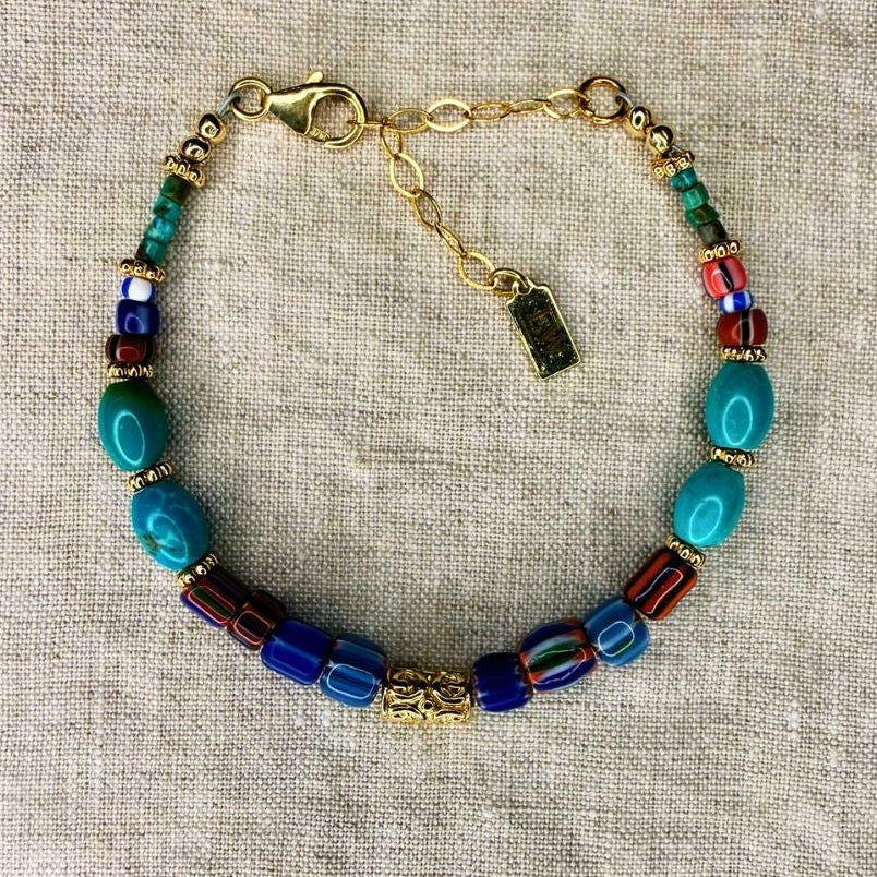 Whitney Turquoise & Trade Bead Bracelet