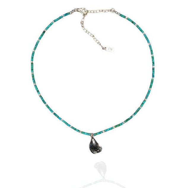 Age Turquoise and Sterling + Charm Necklace