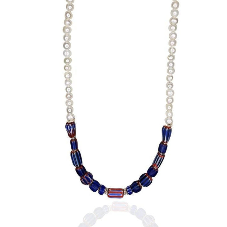 Samantha Nugget Pearl & Trade Bead Necklace