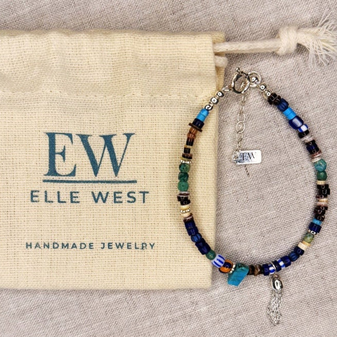 Ty Turquoise + Shell Bracelet + Charm