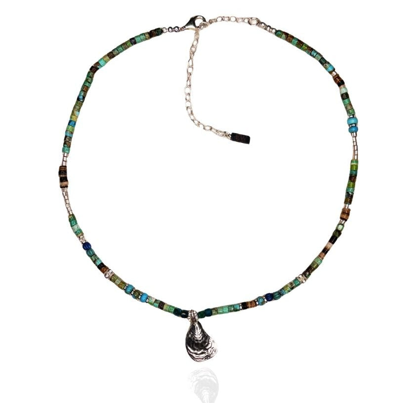 Ty Turquoise & Shell + Charm Necklace