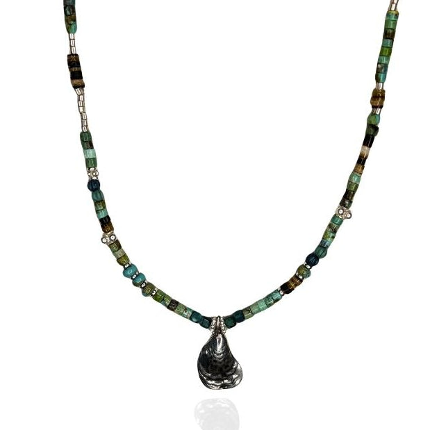 Ty Turquoise & Shell + Charm Necklace