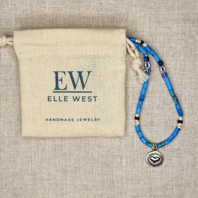 Emilia Sky Blue Turquoise + Charm Necklace