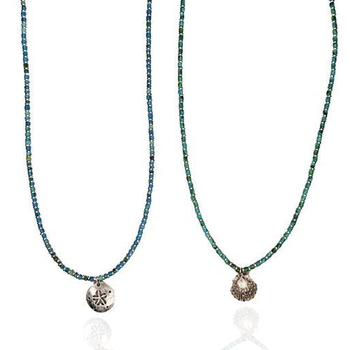 Age Turquoise and Sterling + Charm Necklace