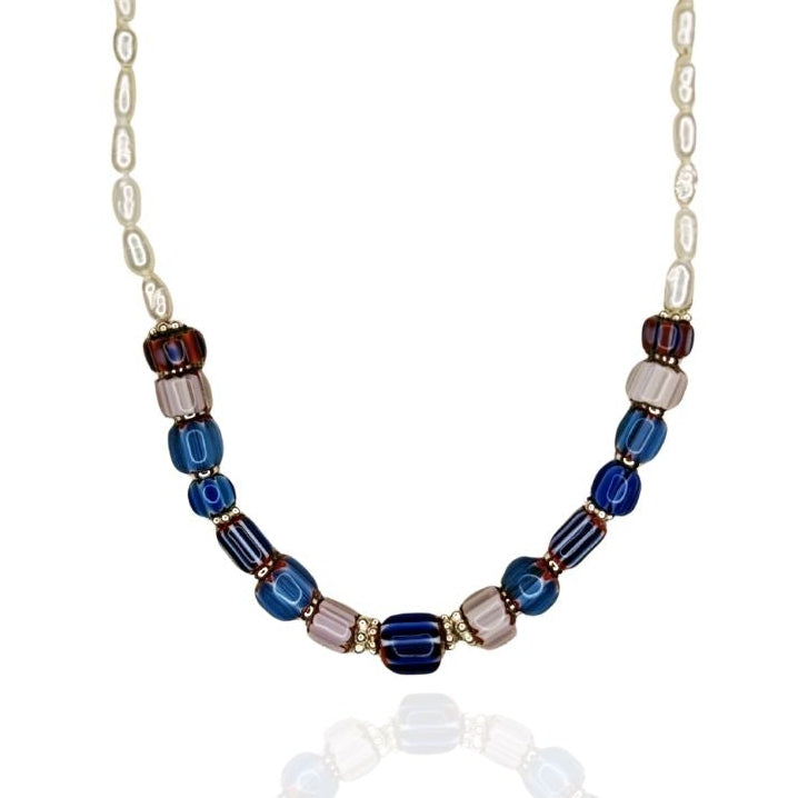 Samantha Rice Pearl & Trade Bead Necklace