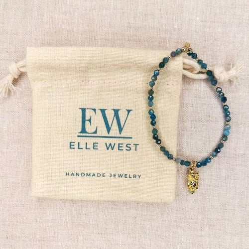 Apatite & Gold Charm Stretch Bracelet