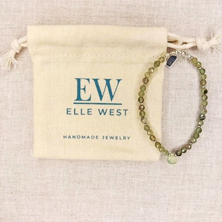 Prehnite and Silver Stretch Bracelet