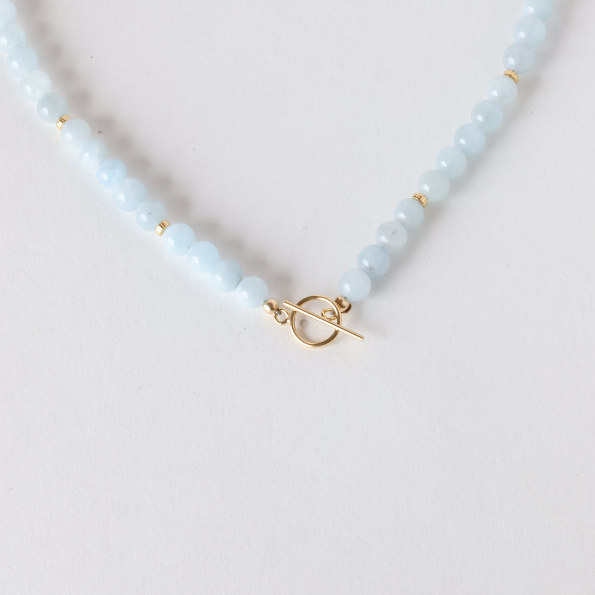 MultiToned Aquamarine x Gold Toggle Necklace - Classic
