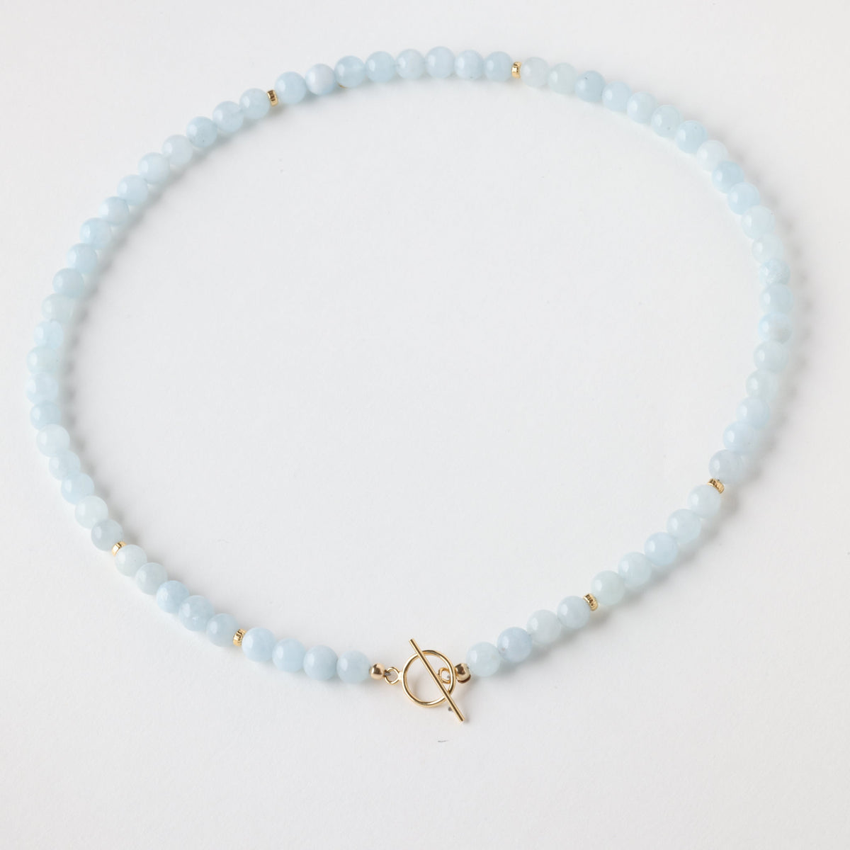 MultiToned Aquamarine x Gold Toggle Necklace - Classic
