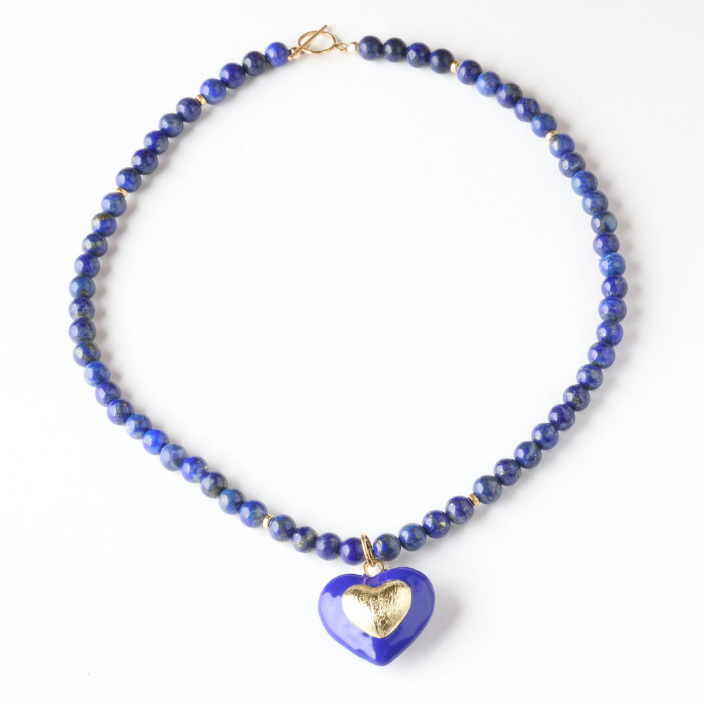 Midnight Swim Blue Lapis x Gold Toggle Necklace - Classic