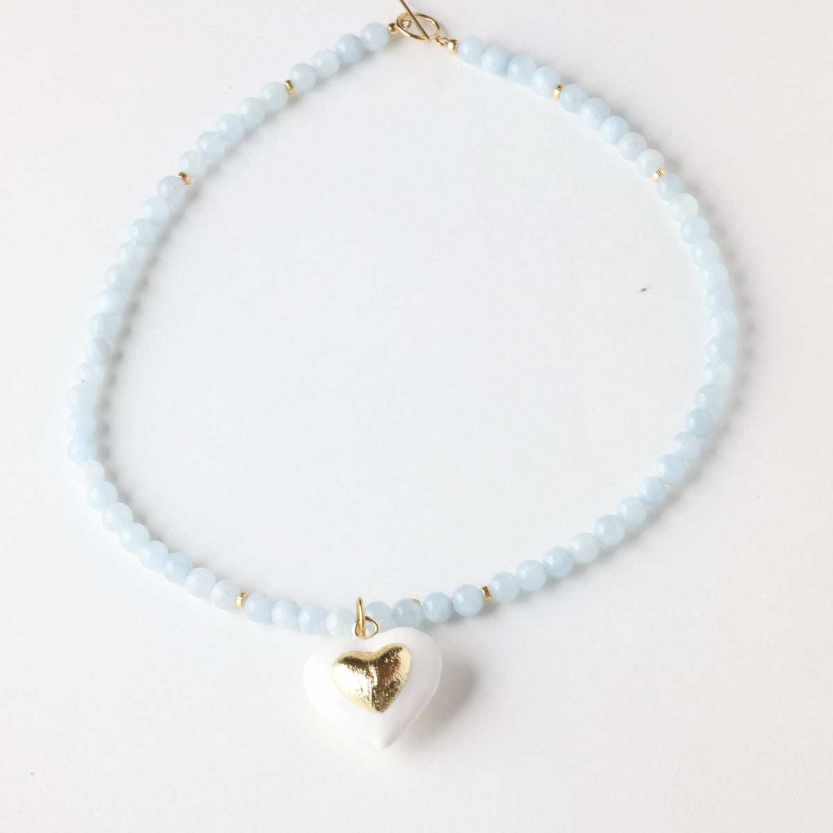 MultiToned Aquamarine x Gold Toggle Necklace - Classic