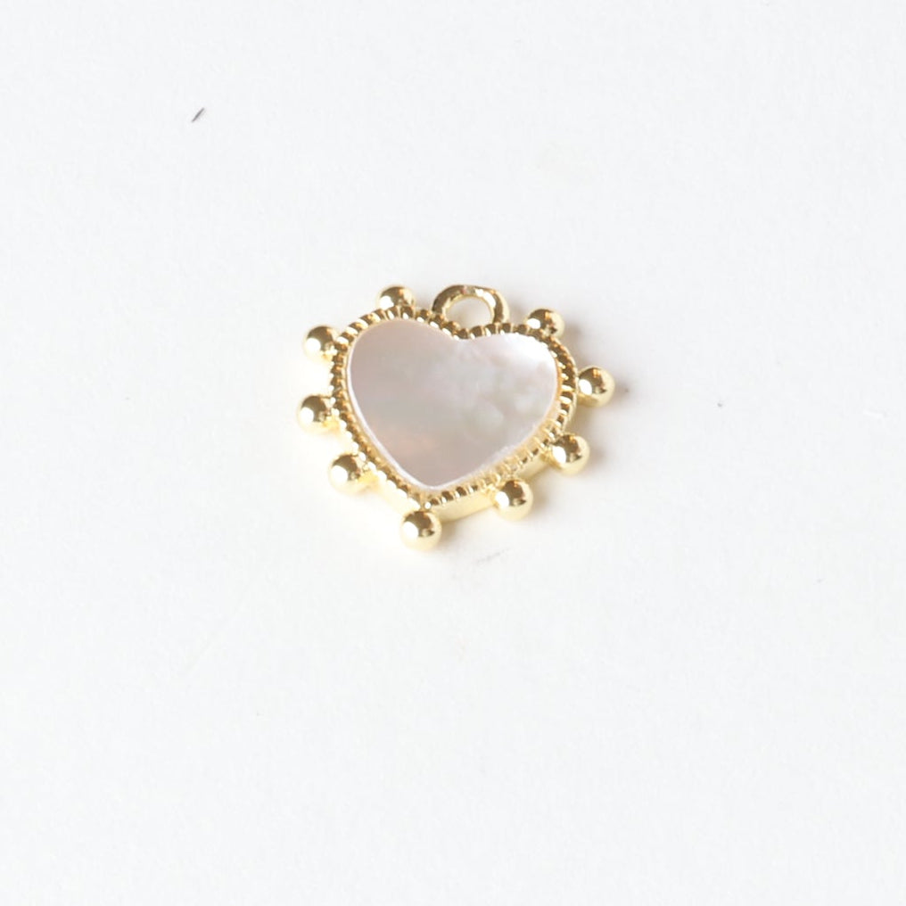 24k GF Shell pearl beaded heart charm