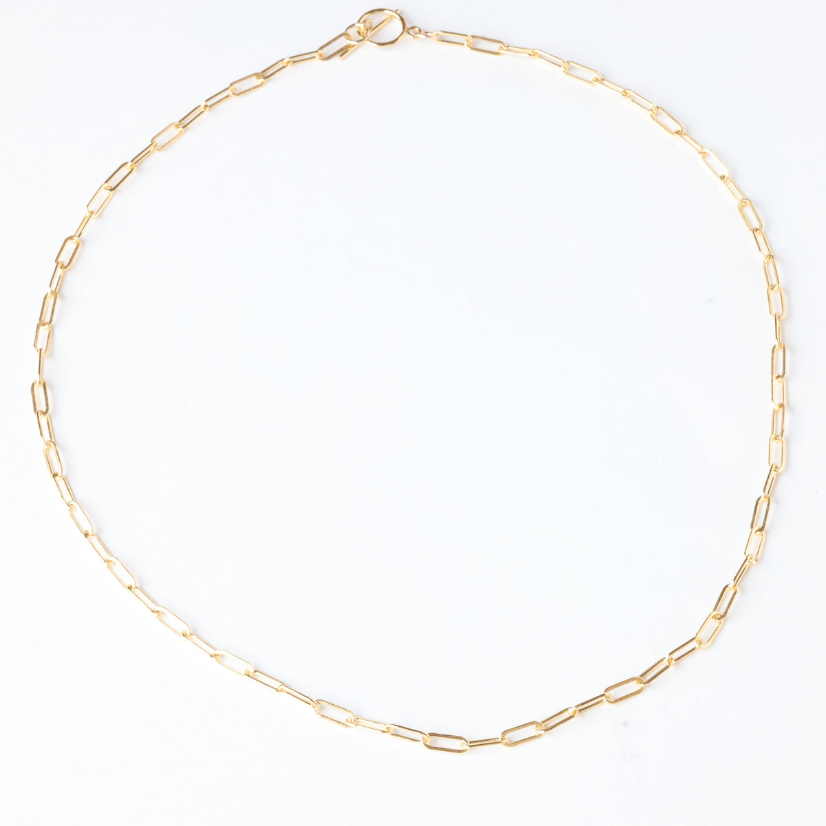 14k GF 3.0 mm Paperclip Chain Toggle Necklace