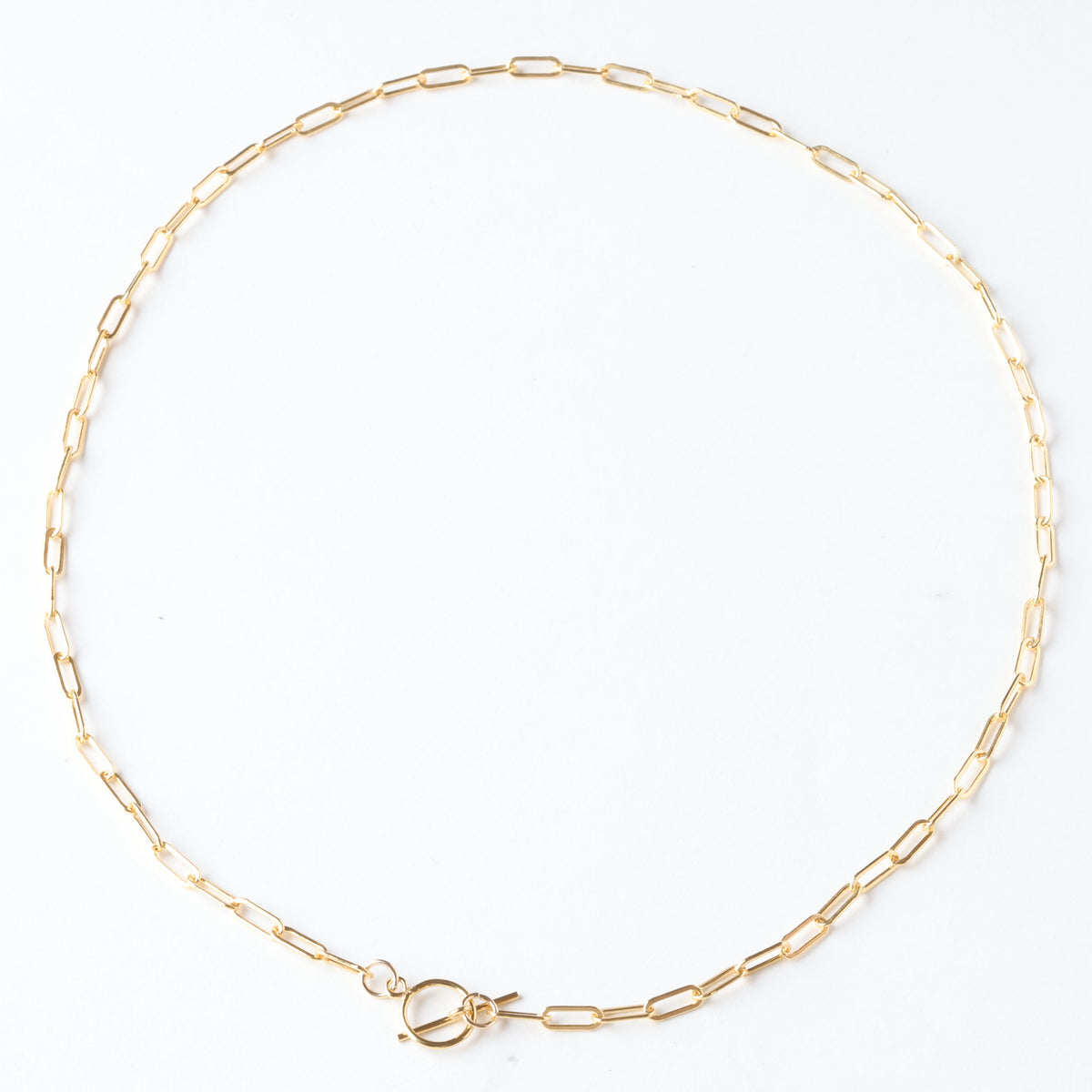 14k GF 3.0 mm Paperclip Chain Toggle Necklace