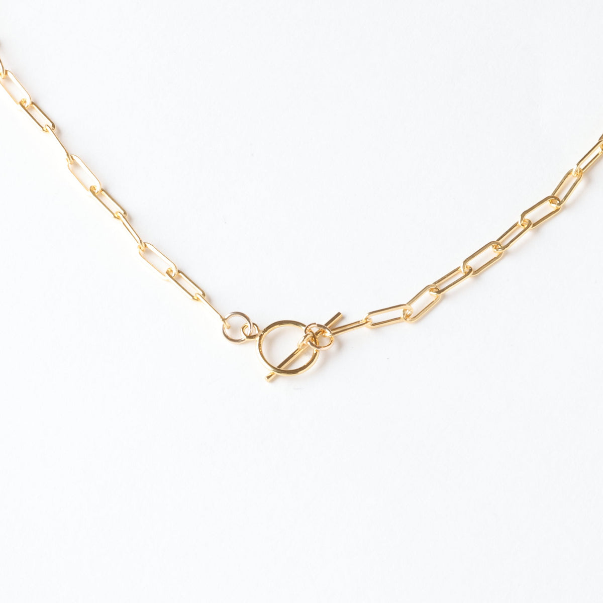 14k GF 3.0 mm Paperclip Chain Toggle Necklace