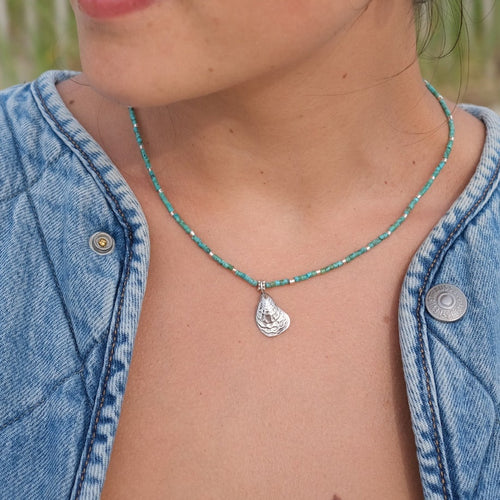 Age Turquoise and Sterling + Charm Necklace