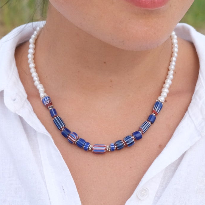 Samantha Pearl & Trade Bead Necklace