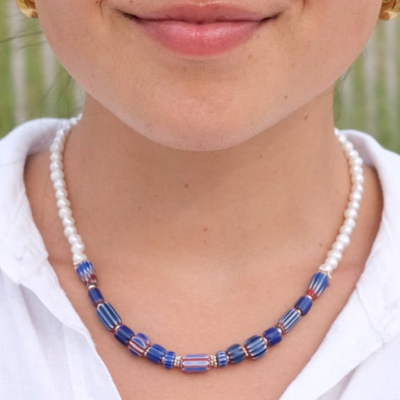 Samantha Nugget Pearl & Trade Bead Necklace