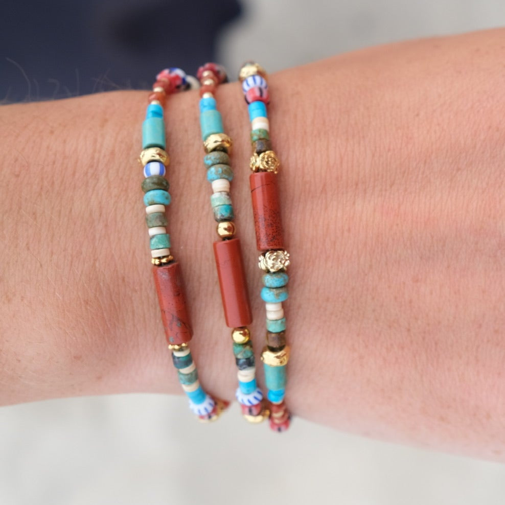 Maddie Turquoise, Jasper and Trade Bead Bracelet