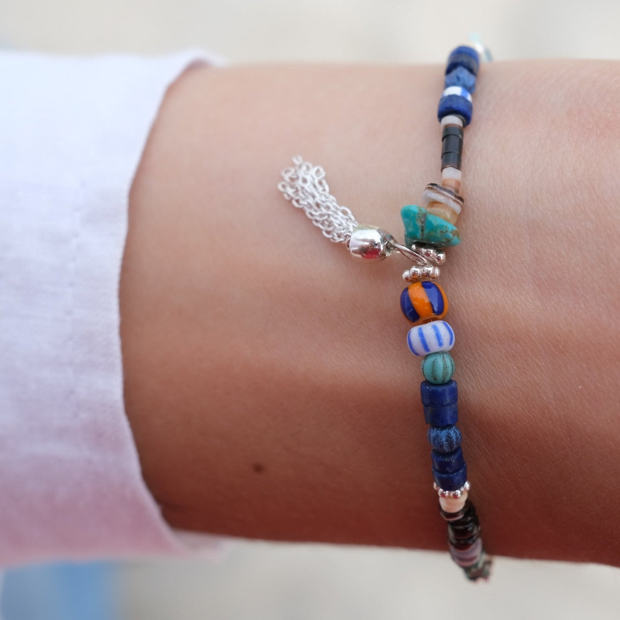 Ty Turquoise + Shell Bracelet + Charm