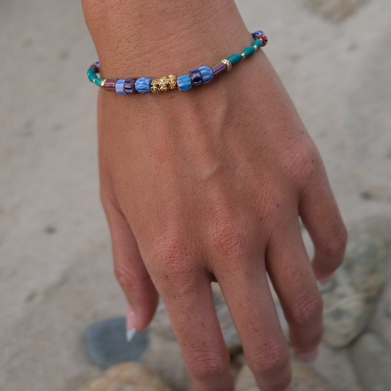 Whitney Turquoise & Trade Bead Bracelet