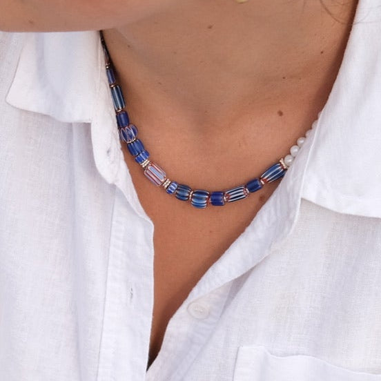 Samantha Nugget Pearl & Trade Bead Necklace