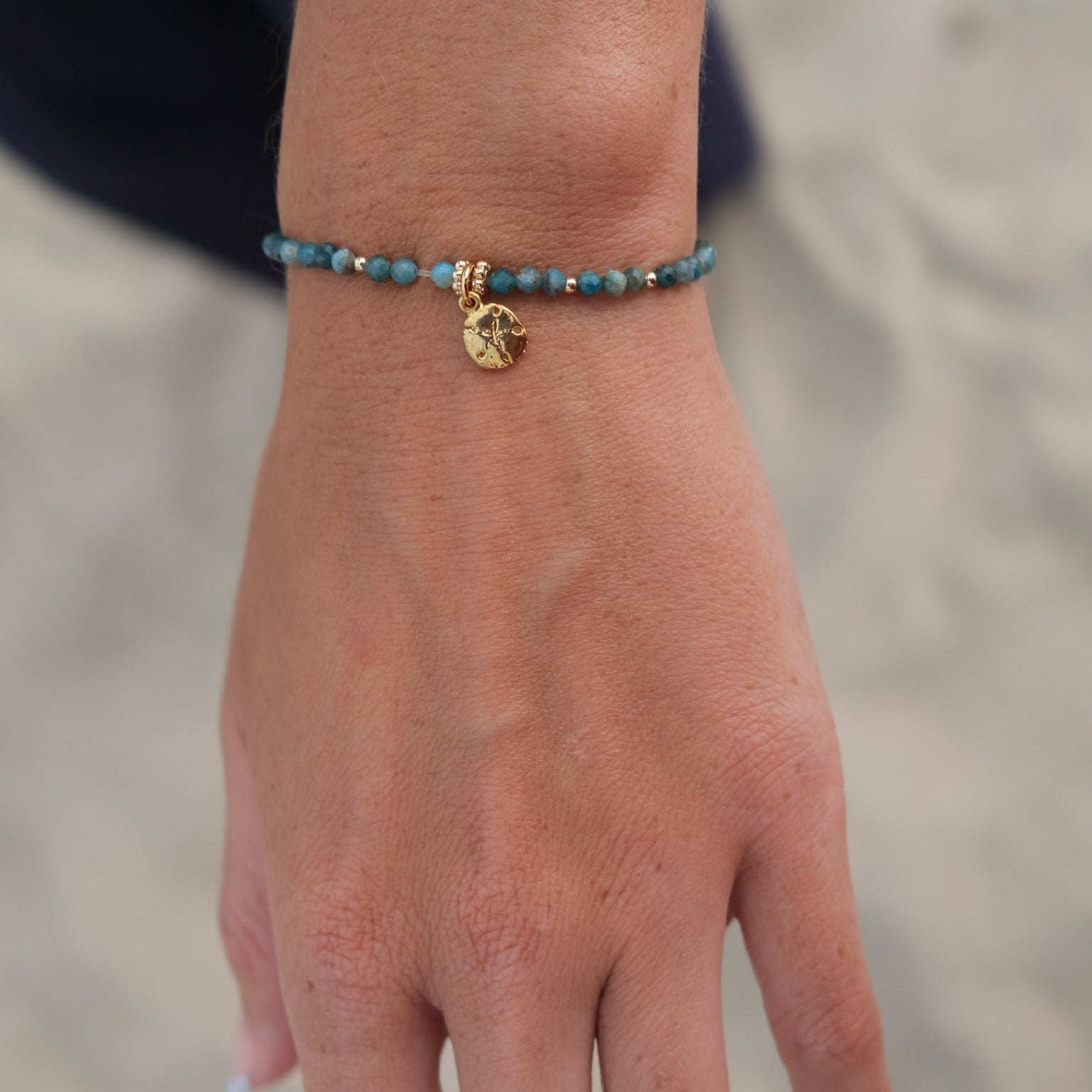 Apatite & Gold Charm Stretch Bracelet