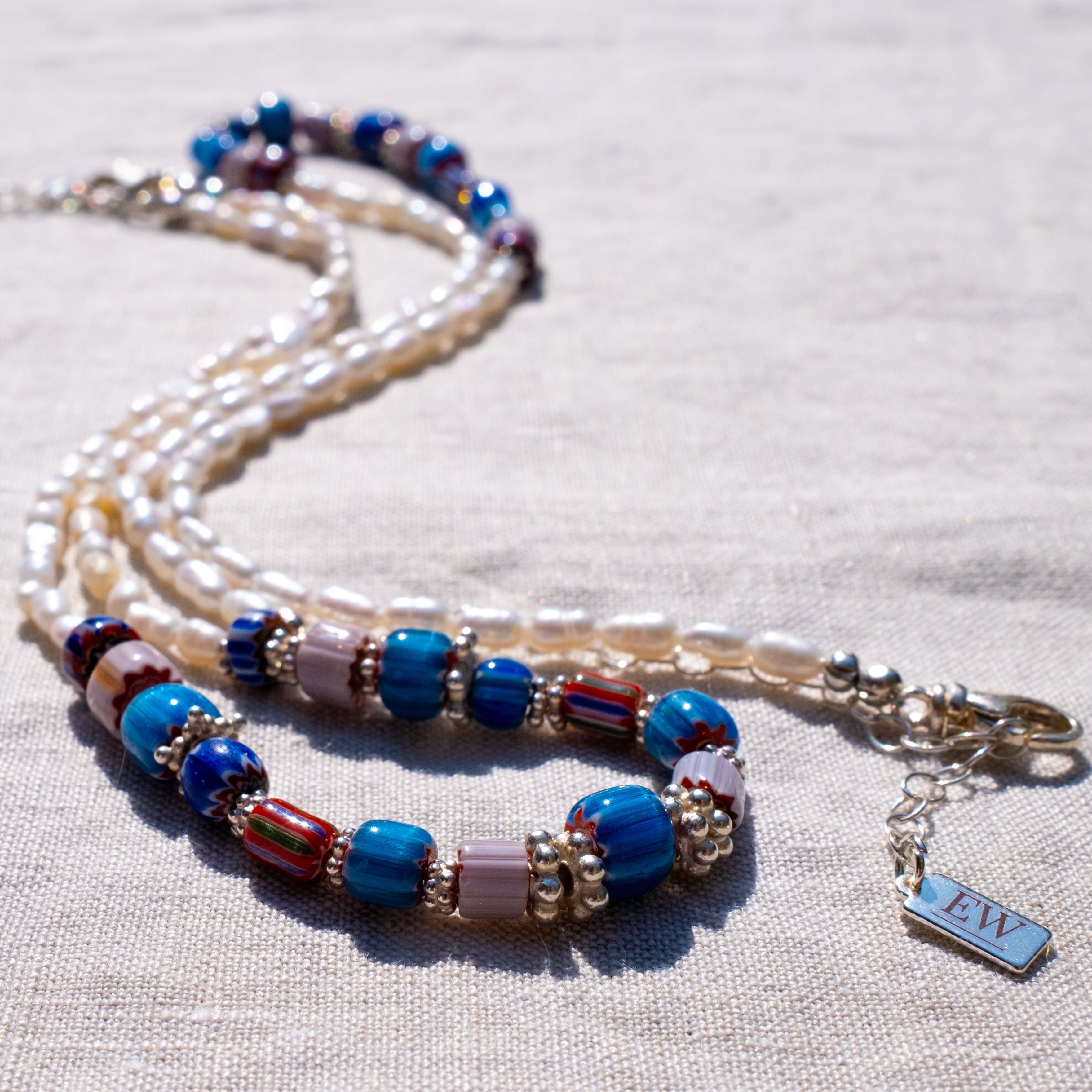Samantha Rice Pearl & Trade Bead Necklace