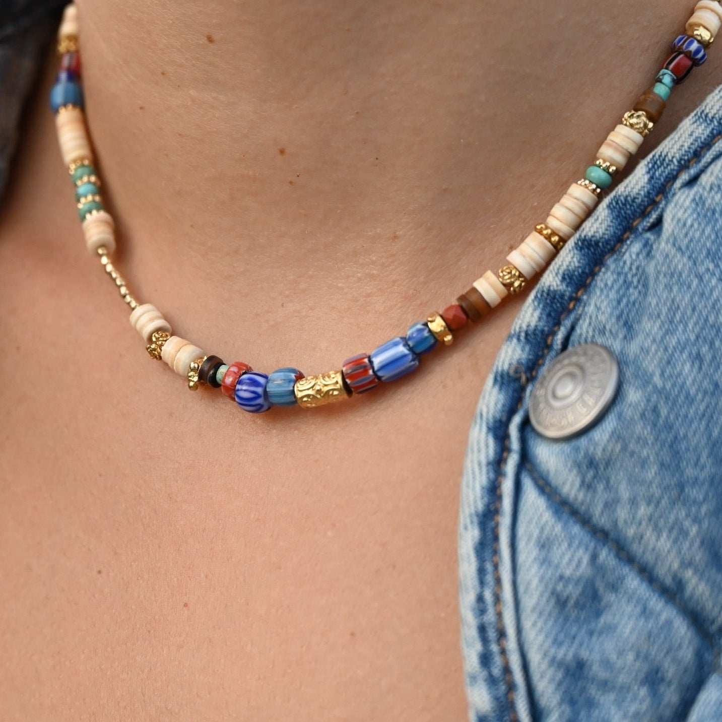 Hannah Ivory Shell and Trade Bead Necklace