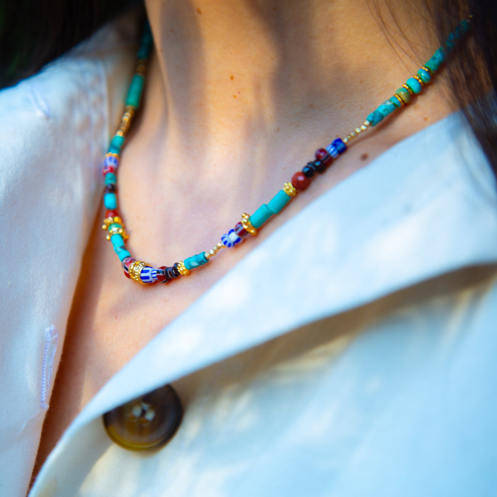 Mads Turquoise and Trade Bead Necklace