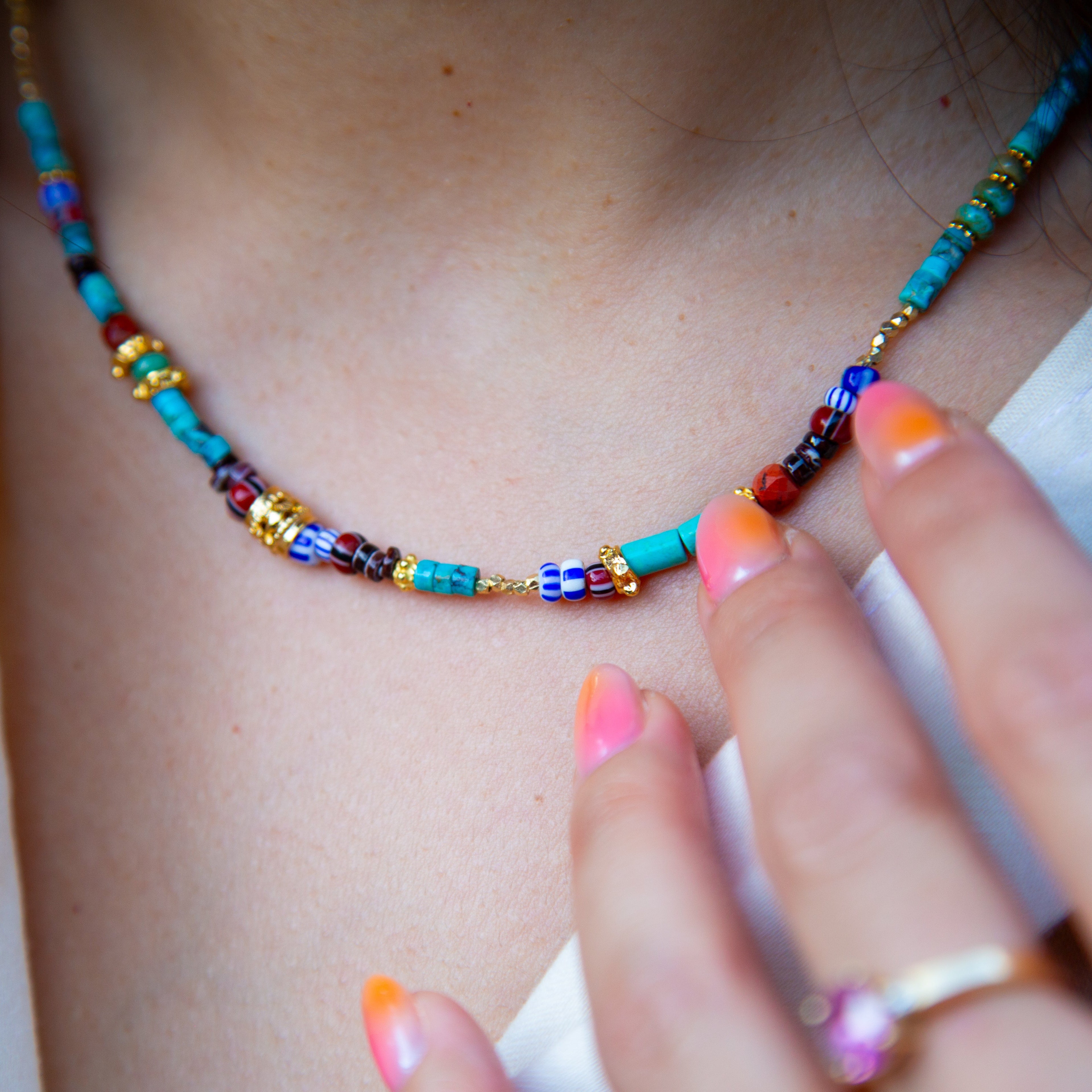 Mads Turquoise and Trade Bead Necklace