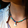 Mads Turquoise and Trade Bead + Charm Necklace