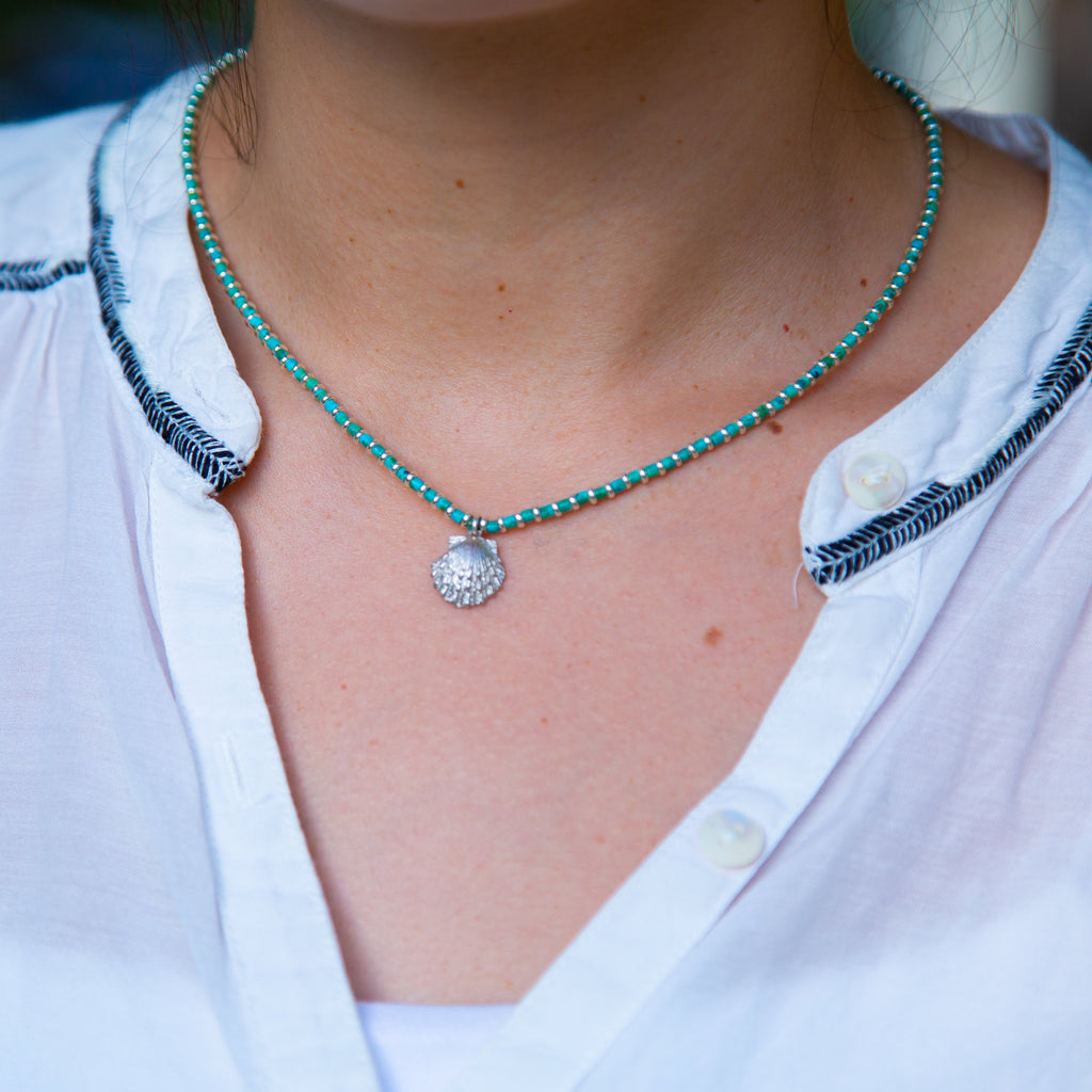 Age Turquoise and Sterling + Charm Necklace