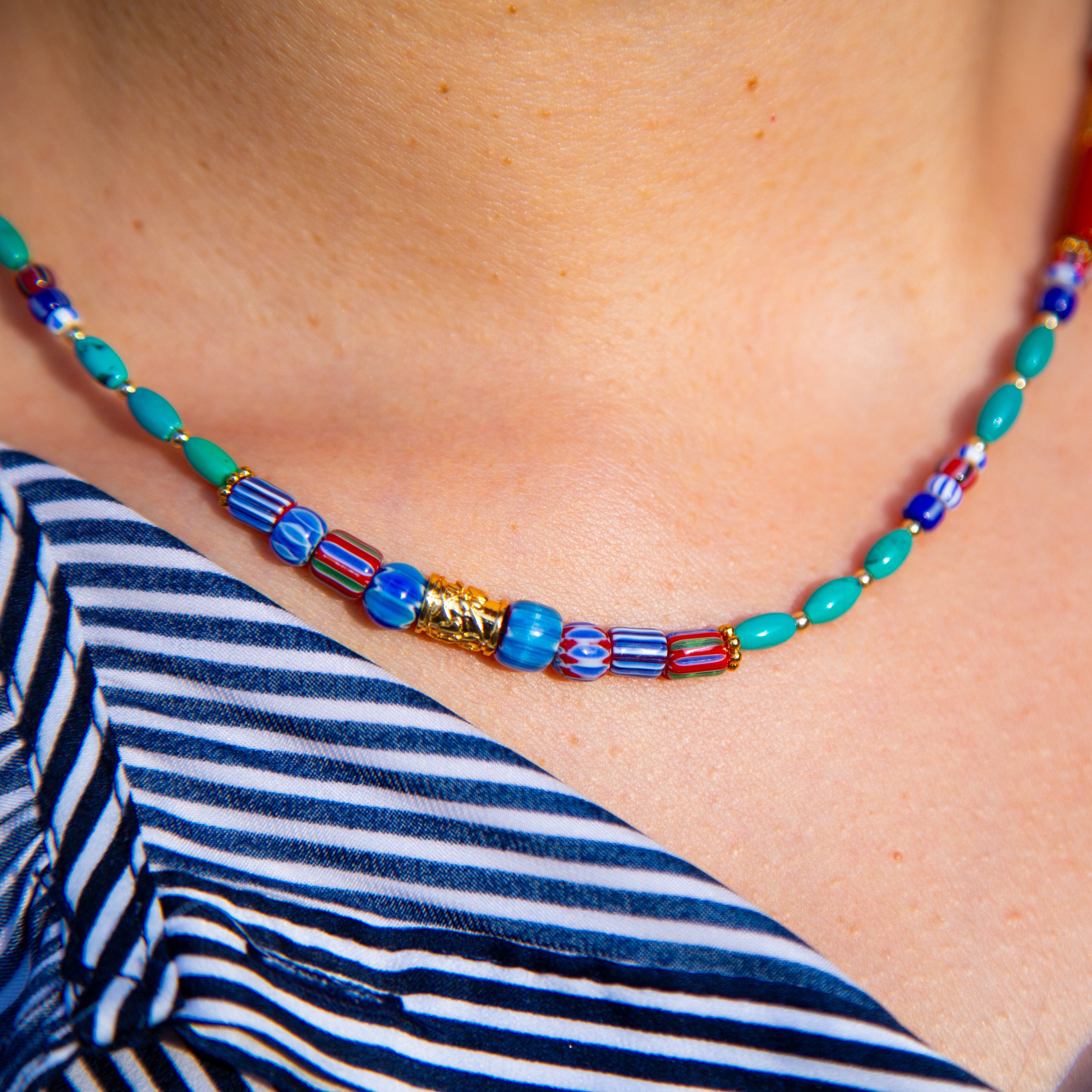 Whitney Turquoise & Trade Bead Necklace