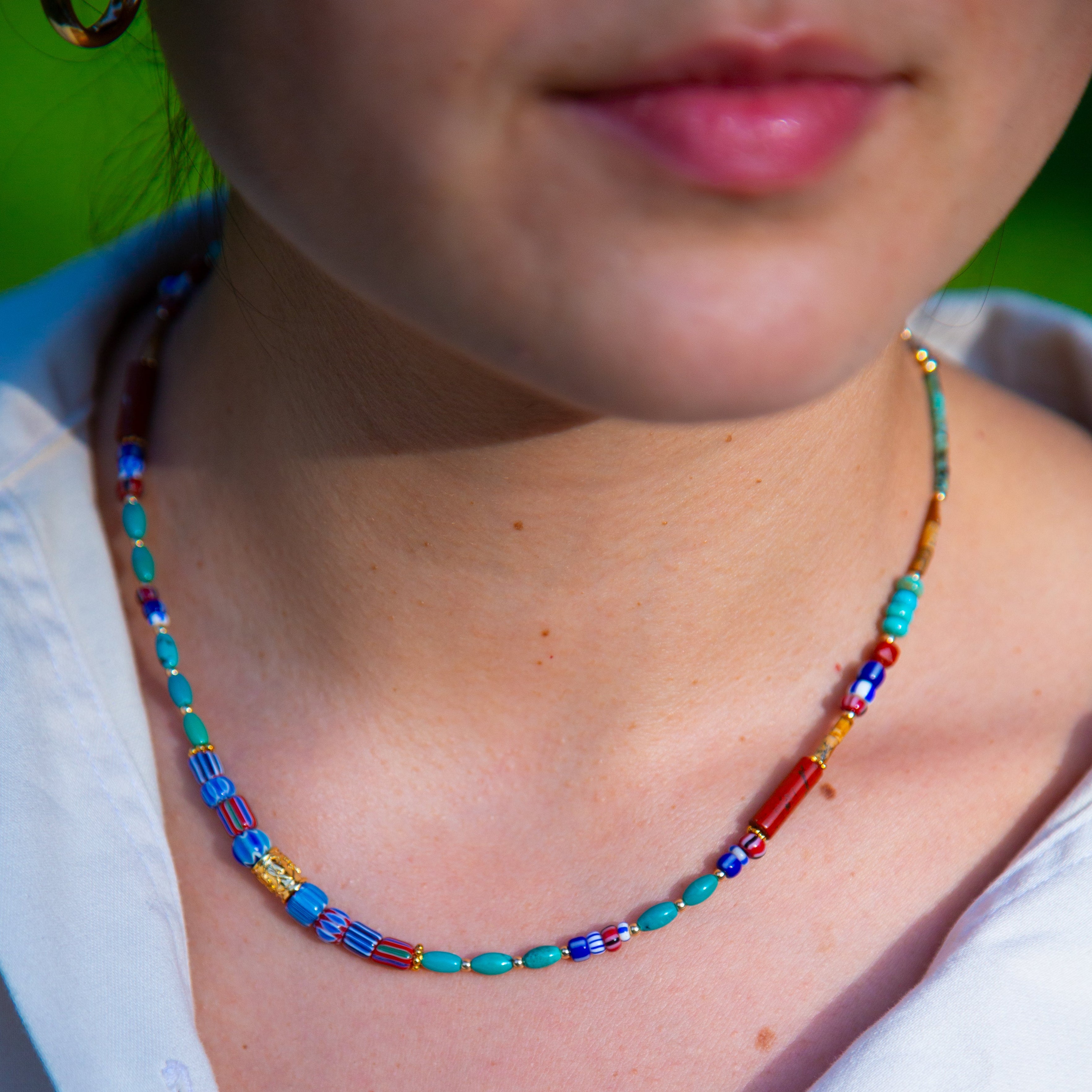 Whitney Turquoise & Trade Bead Necklace