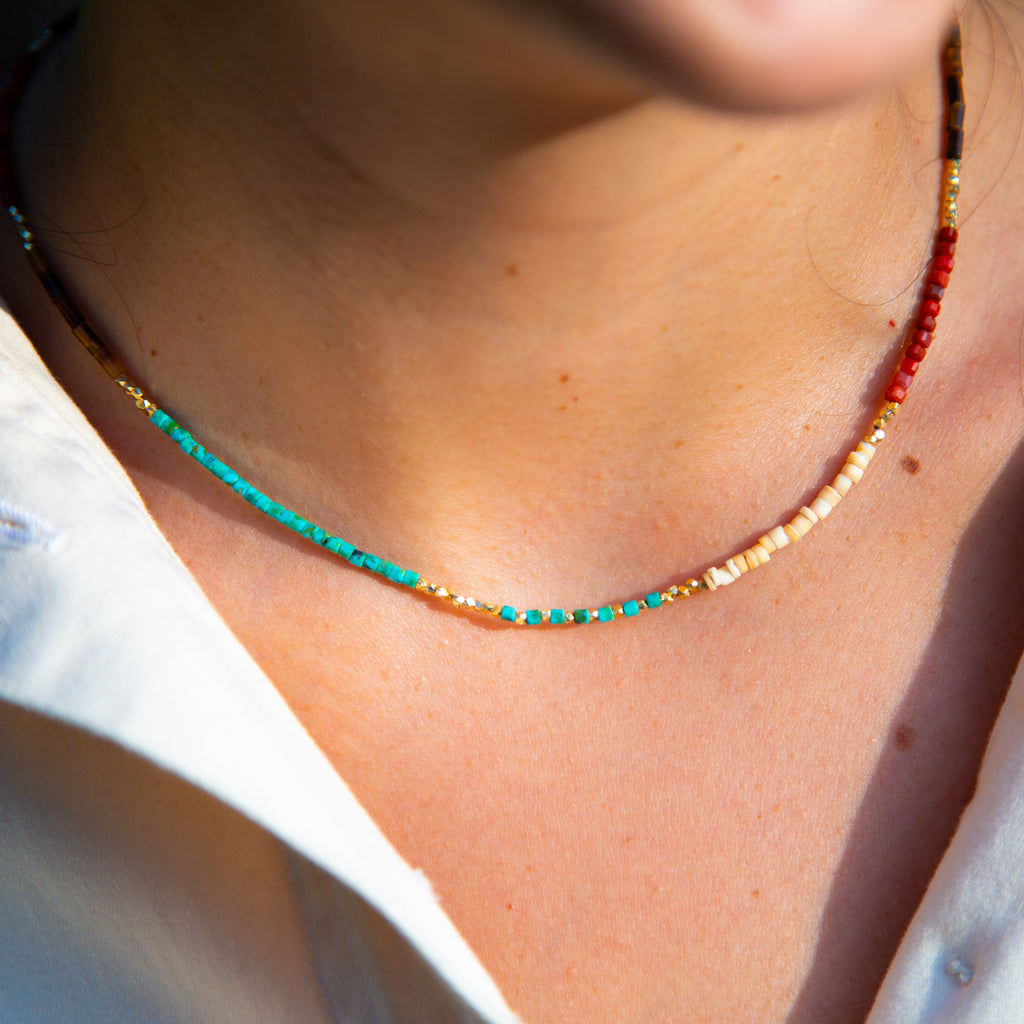 Nat Delicate Turquoise & Jasper Necklace