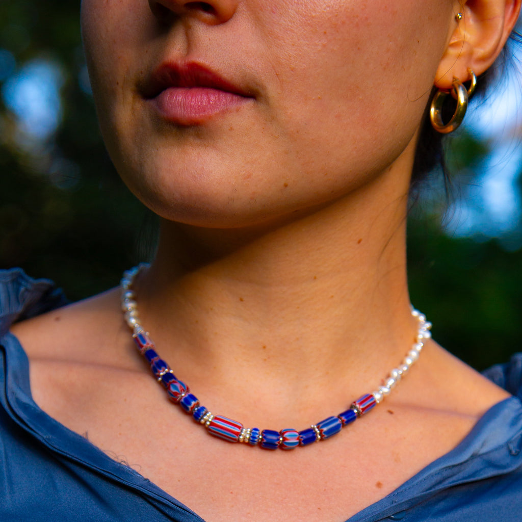Samantha Pearl & Trade Bead Necklace