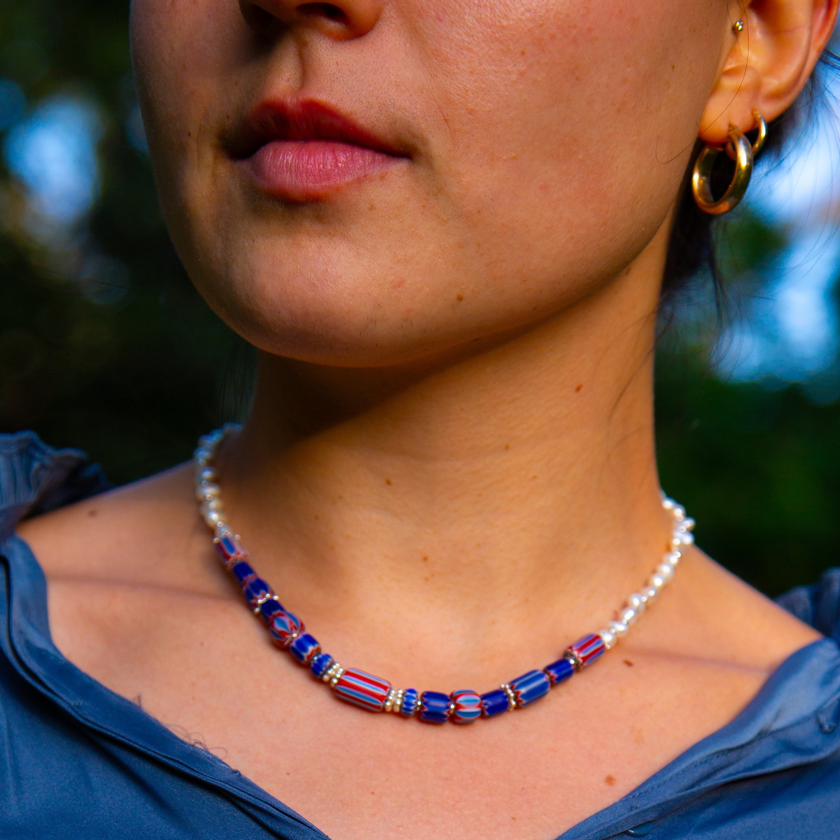 Samantha Pearl & Trade Bead Necklace