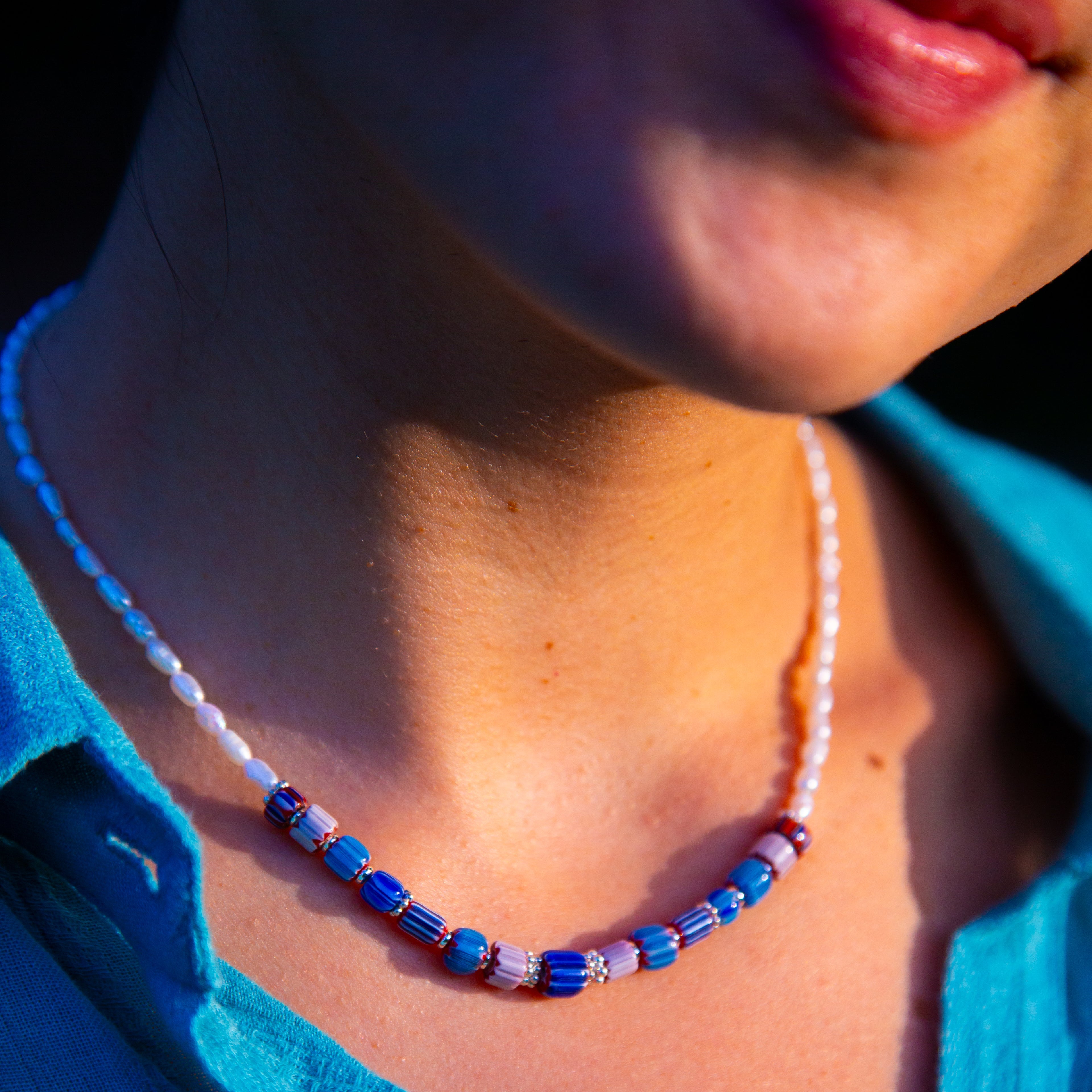 Samantha Rice Pearl & Trade Bead Necklace
