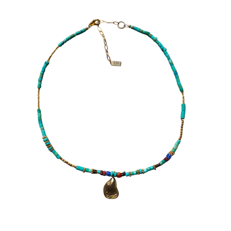 Mads Turquoise and Trade Bead + Charm Necklace