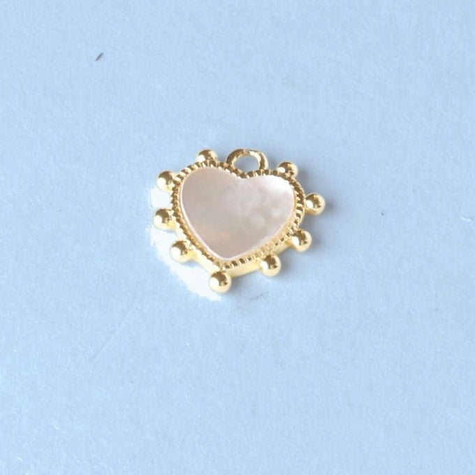 24k GF Shell pearl beaded heart charm