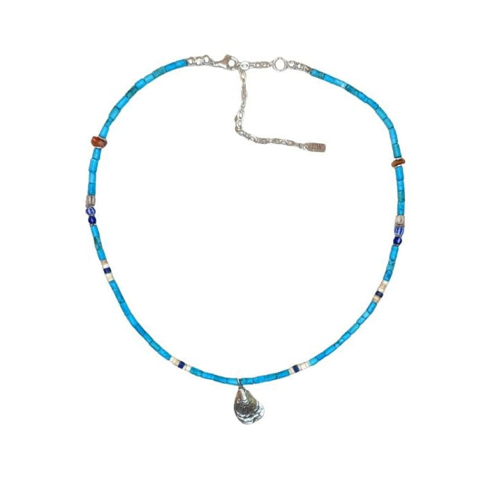 Emilia Sky Blue Turquoise + Charm Necklace