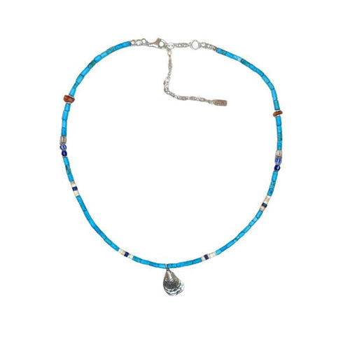 Emilia Sky Blue Turquoise + Charm Necklace