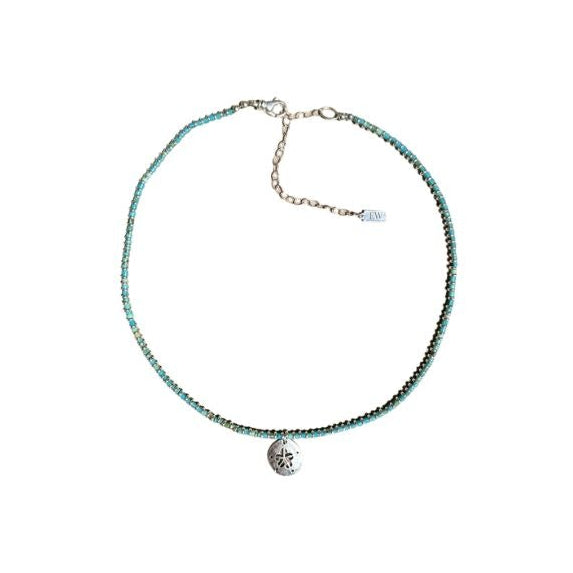 Age Turquoise and Sterling + Charm Necklace