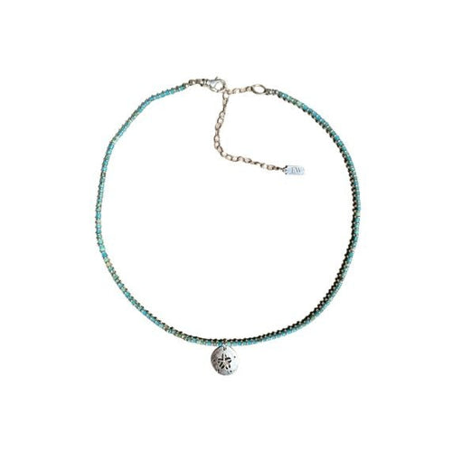 Age Turquoise and Sterling + Charm Necklace
